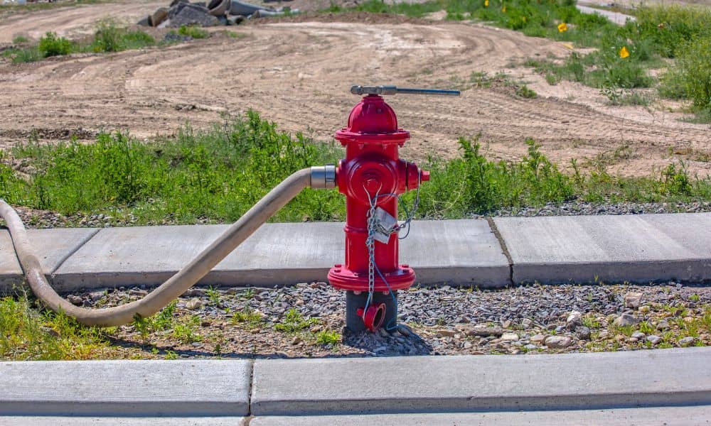 Fire hydrant connected to a municipal water line designed to meet fire flow requirements